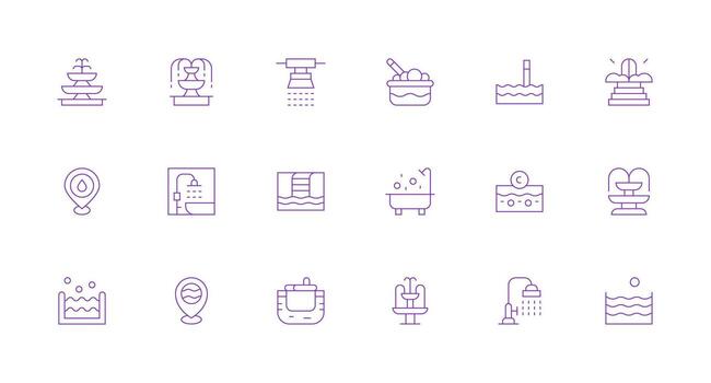 agua característica icono conjunto con 18 mínimo línea gráficos mínimo icono paquete vector