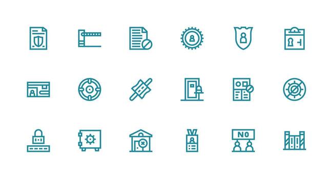Access Control Icon Set with 18 Strong Stroke Line Graphics Icon Pack for Various Themes vector