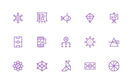 diagrama presentando 15 íconos en regular línea diseño funcional icono serie vector