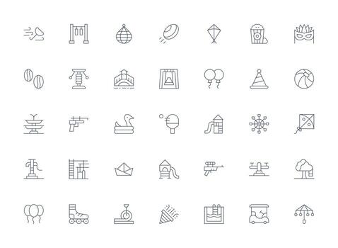 35 Light Line Icons for Fun Graphics Scalable Icons for All Themes vector