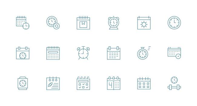 18 mínimo línea vectores para hora administración tema núcleo icono colección para diario Tareas