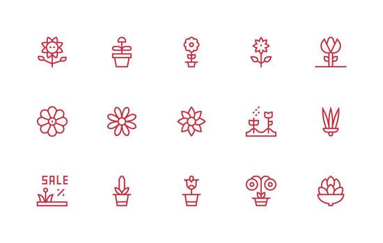 15 íconos para floración en regular línea formato interfaz icono colección para diario proyectos vector