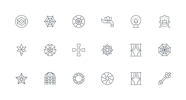 Ornate Design Icons featuring 18 in Minimal Line Style Flexible Icon System for Web Interfaces vector