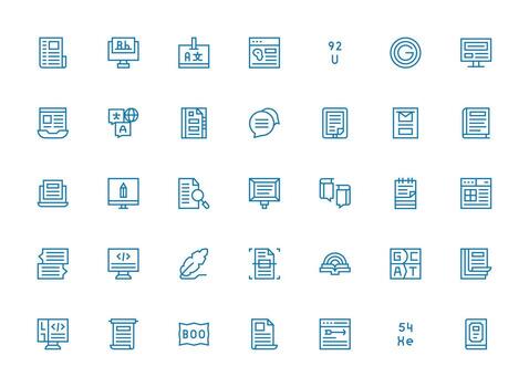 35 Regular Clean Line Style Icons from Text Collection Multi-Style Icon Collection vector