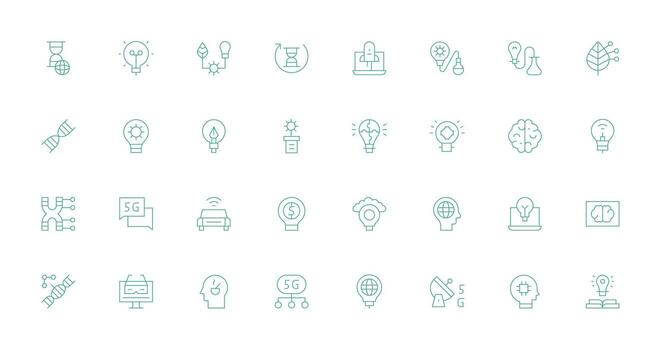 32 Icons for Innovation in Thin Line Format Essential Icon Collection vector