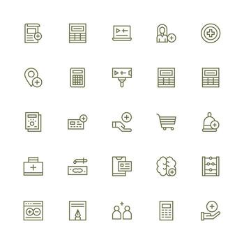 Add Icon Set with 25 Medium Stroke Outline Graphics Icon Pack for UI vector
