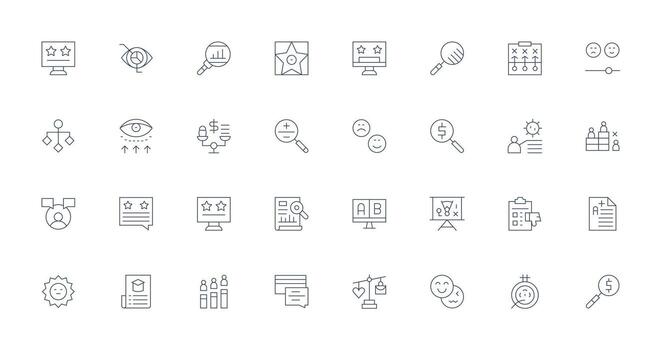 Thin Line Style Evaluation Icons with 32 Vectors Interface Icon Collection for Daily Projects