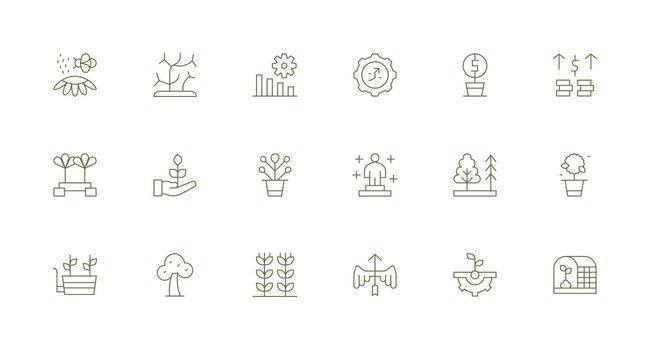 Growth Design Icons featuring 18 in Minimal Line Style Clean Icon Set Icon Pack for UI Projects vector