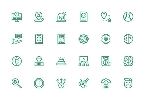grueso línea línea estilo problema íconos con 24 vectores icono conjunto para web