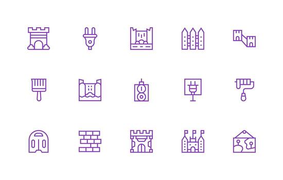 Wall Icon Set with 15 Regular Line Graphics Digital Product Icons for Fast Delivery vector