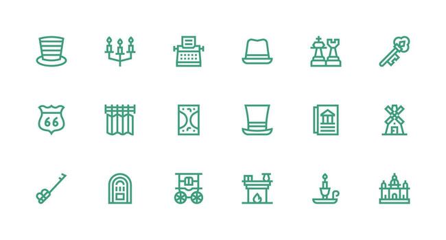 Strong Stroke Line Icons from Classic Set with 18 Vectors Complete Icon Set for Mobile Apps
