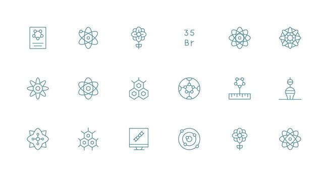 Molecule Icon Set with 18 Minimal Line Graphics Clean Icon Set Icon Pack for UI Projects vector