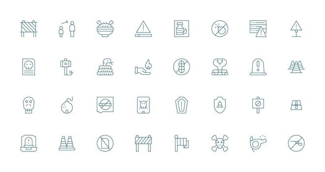32 íconos para precaución en Delgado línea formato compacto icono conjunto vector