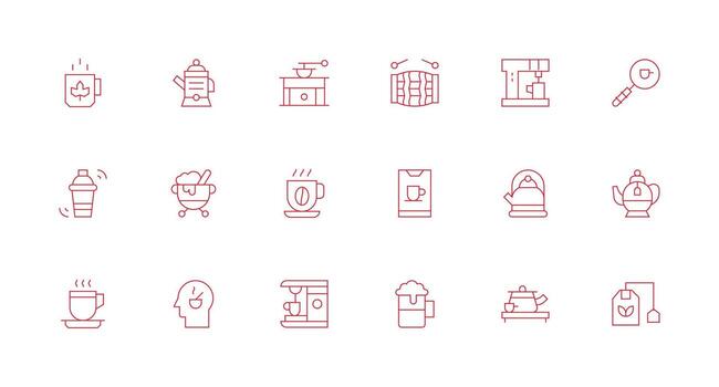 18 Minimal Line Icons for Brew Graphics Interface Icons for Daily Use vector