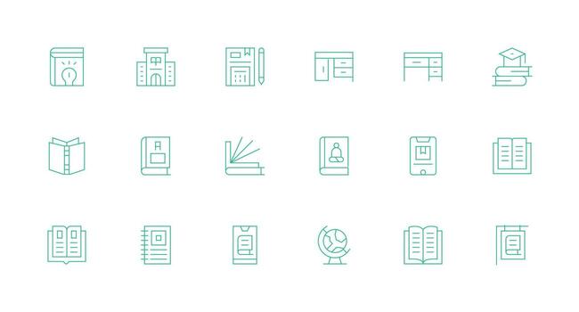 estudiar icono conjunto con 18 mínimo línea gráficos interfaz íconos para diario utilizar vector