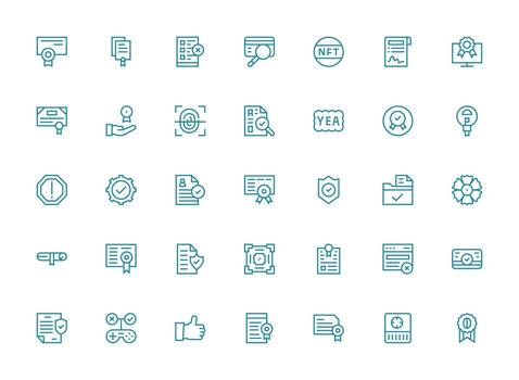 35 Regular Clean Line Icons for Validation Graphics Pixel Perfect Icon Set vector