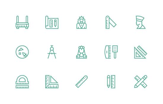 15 Icons for Ruler in Regular Line Format Simplified Icon Pack for Visual Tools vector