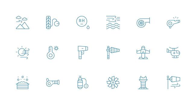 aire icono conjunto con 18 mínimo línea gráficos icono conjunto para web vector