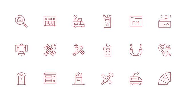 18 mínimo línea íconos para radio gráficos interfaz icono colección para diario proyectos vector