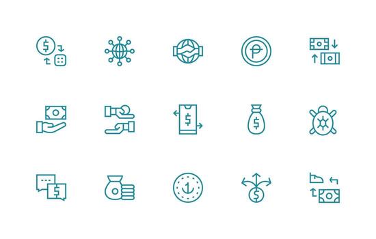 15 Regular Line Icons for Exchange Graphics Quick Access Icons for UI Development vector