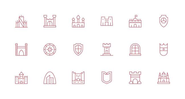 18 Icons for Fortress in Minimal Line Format UI Icon Set vector