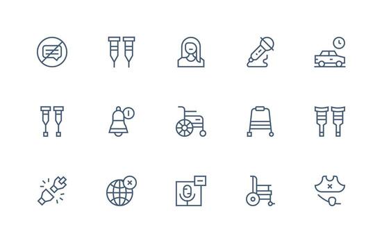 Regular Line Icons from Disabled Set with 15 Vectors Organized Pack for Project Assets