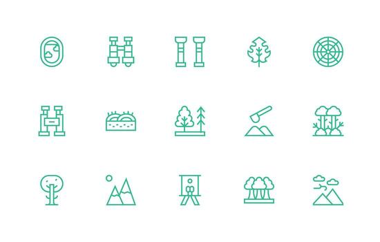 15 Icons for Landscape in Regular Line Format Balanced Icon Set for Functional Design vector