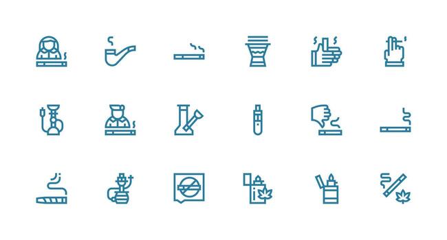 18 Icons for Smoking in Strong Stroke Line Format Clean Icon Set Icon Pack for UI Projects vector