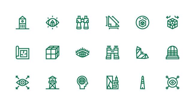 perspectiva visual paquete conteniendo 18 fuerte carrera línea íconos rápido acceso íconos para ui desarrollo vector