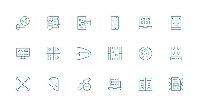 18 Minimal Line Vectors for Digital Data Theme Simplified Icon Pack for Visual Tools