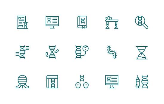 15 Regular Line Vectors for Genetic Theme Simple Icons for Interface and Wireframes
