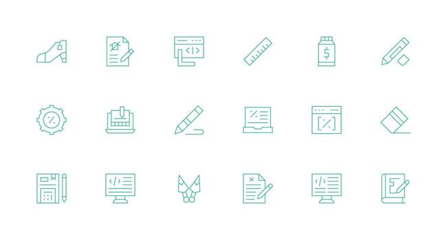 mínimo línea íconos desde margen conjunto con 18 vectores sencillo icono paquete