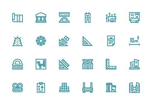 Plano icono conjunto con 24 grueso línea línea gráficos flexible icono sistema para web interfaces vector