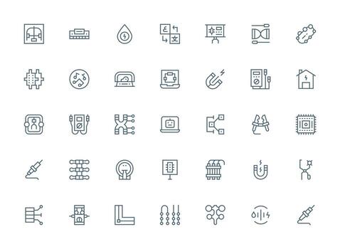Regular Clean Line Icons from Circuit Set with 35 Vectors Design Icon Pack