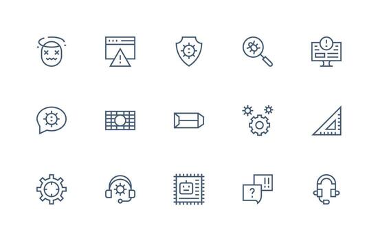 15 Regular Line Icons for Technical Graphics Minimal Icon Pack vector