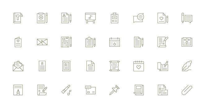 Note Design Icons featuring 32 in Thin Line Style Interface Icon Collection for Daily Projects vector