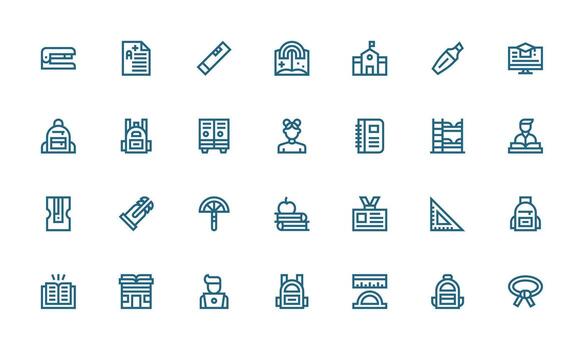 28 Icons for Student in Bold Line Format Simplified Icon Pack for Visual Tools vector