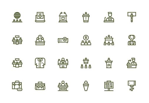 24 Thick Line Line Style Icons from Conference Collection Interface Icon Collection for Daily Projects vector