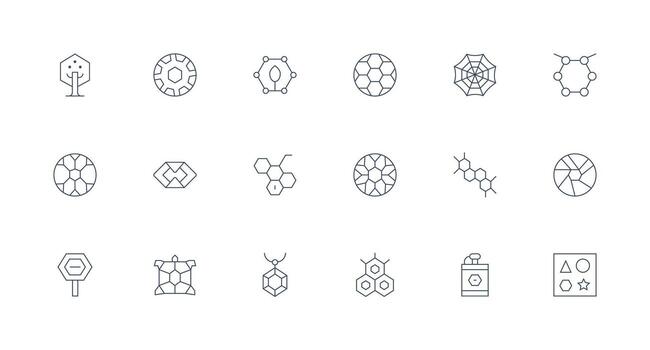 Minimal Line Icons from Hexagon Set with 18 Vectors Essential Icon Set for Teams