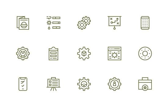 Options Icon Collection with 15 Regular Line Designs UI-Ready Icon Collection vector
