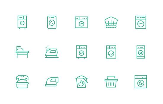 Dryer Icon Set with 15 Regular Line Graphics Editable Icon Collection vector