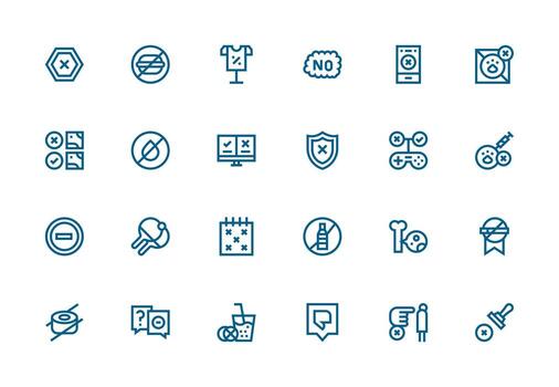 Thick Line Line Style No Icons with 24 Vectors Clean Icon Set Icon Pack for UI Projects