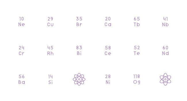 18 Periodic Table Icons in Minimal Line Aesthetic Balanced Icon Set for Functional Design vector