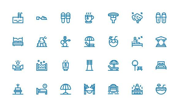 28 Bold Line Icons for Relaxation Graphics UI and UX Focused Icon Collection vector