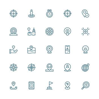determinar con precisión icono conjunto con 25 medio carrera contorno gráficos completamente editable icono conjunto para web vector