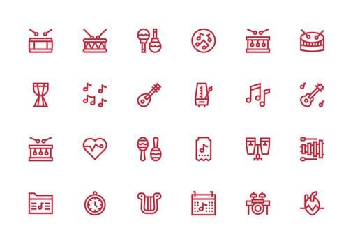 24 grueso línea línea íconos para ritmo gráficos ui y ux enfocado icono colección vector