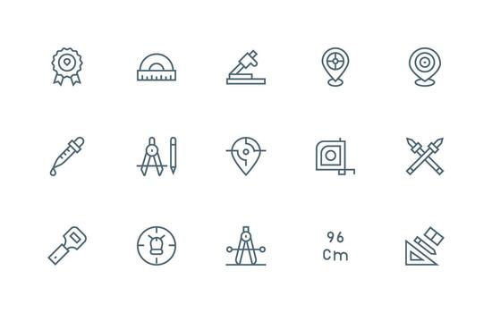 Regular Line Icons from Precise Set with 15 Vectors Functional Icon Series