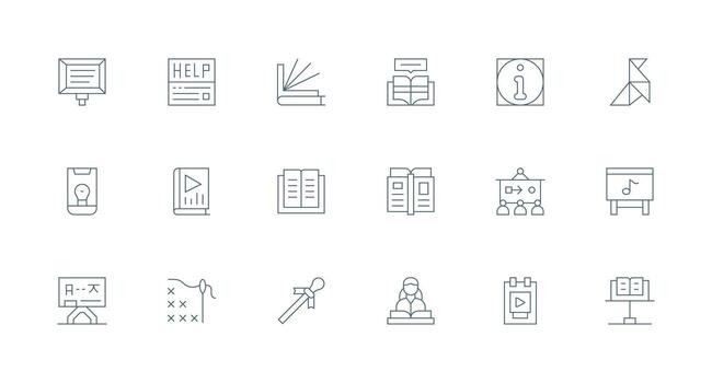 Tutorial Set with 18 Minimal Line Icons Essential Icon Set for Teams vector