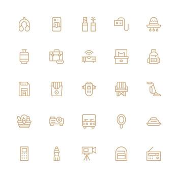 Portable Icon Set with 25 Medium Stroke Outline Graphics Core Icon Collection for Daily Tasks vector