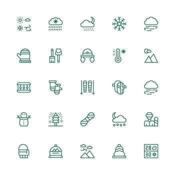 Medium Stroke Outline Icons from Snow Set with 25 Vectors Fully Editable Icon Set for Web
